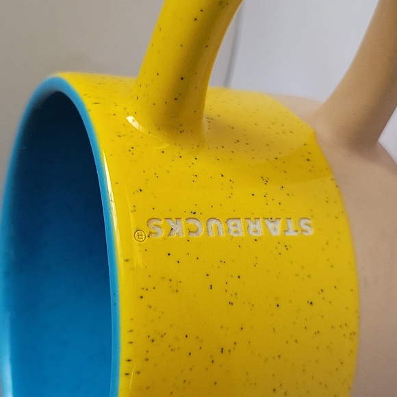 STARBUCKS Terra Cotta 2018, Yellow Blue Long Handle, Coffee Mug 12oz - Picture 3 of 9